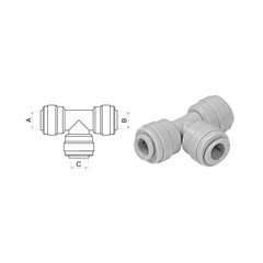 ProTool Tee Fitting Union OD Tube (A)1/2in x (B)1/2in x (C)3/8in